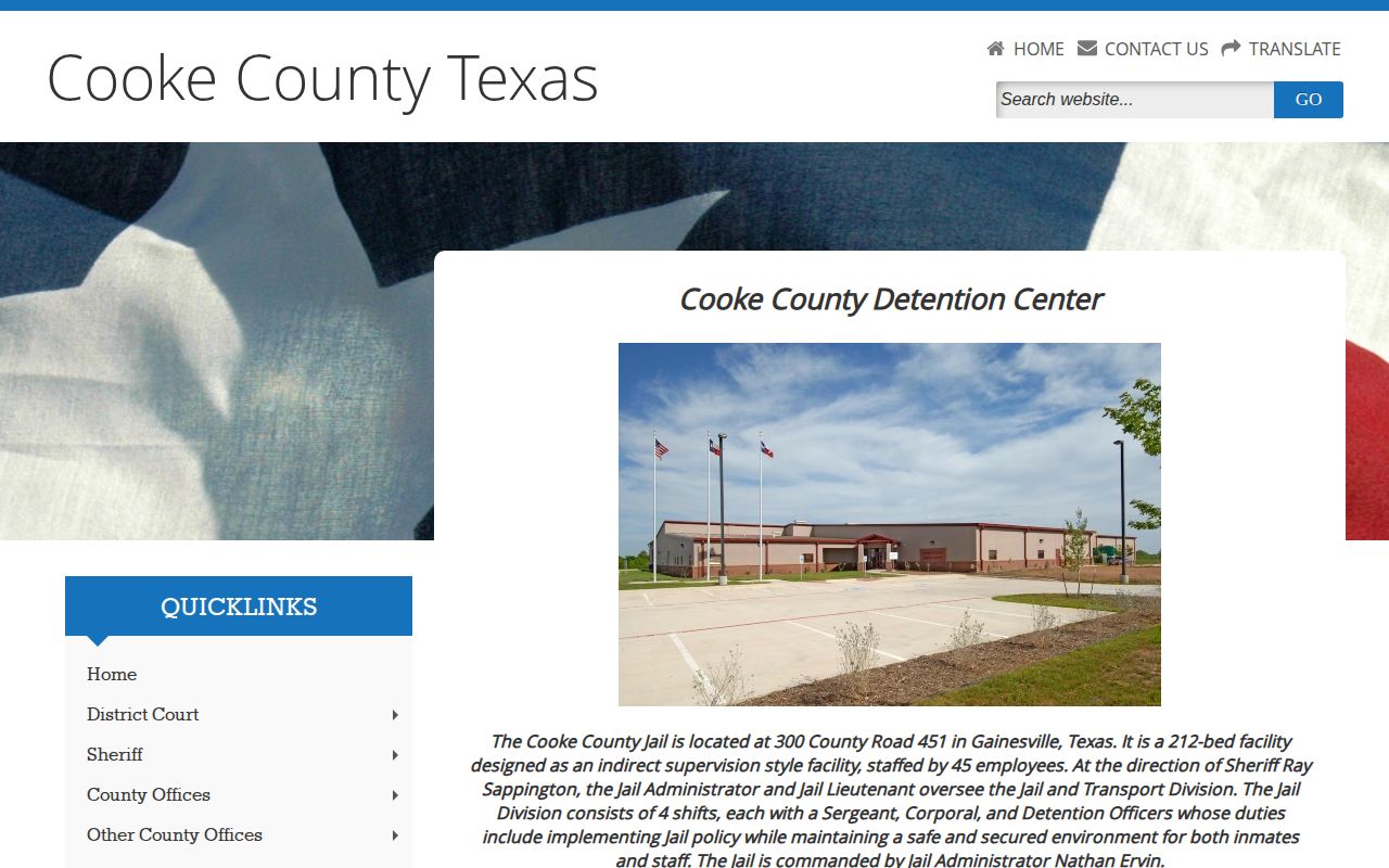 Cooke County Detention Center release records facility page